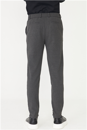 Antrasit Dokulu Bağcıklı Smart Pantolon