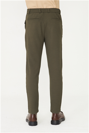 Haki Dokulu Bağcıklı Smart Pantolon