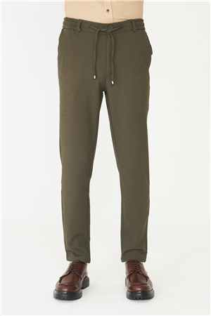 Haki Dokulu Bağcıklı Smart Pantolon
