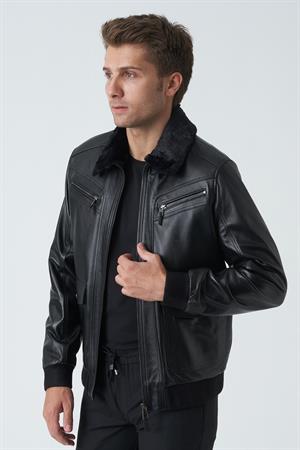 White Stone Armagh 5005 Slim Fit Torba Cep Kuzu Derisi Mont Siyah