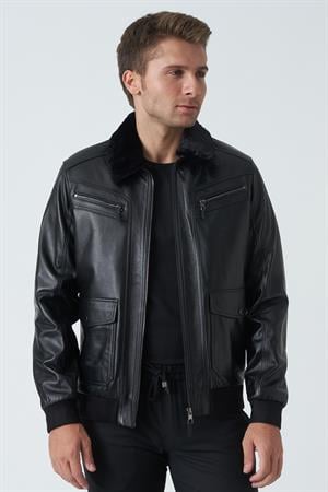 White Stone Armagh 5005 Slim Fit Torba Cep Kuzu Derisi Mont Siyah