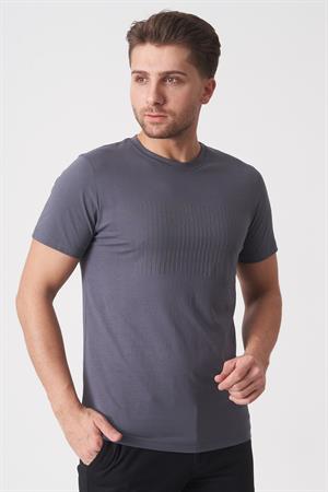White Stone Rio de Janeiro 3087 Slim Fit Bisiklet Yaka Pamuklu Likralı T-Shirt  Füme