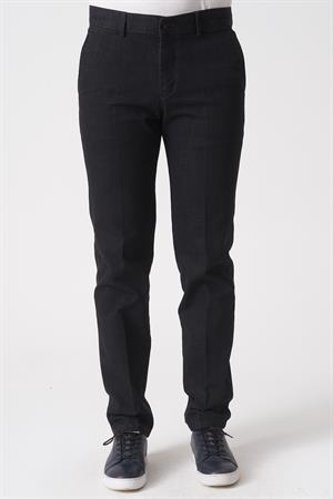 Siyah Slim Fit Esnek Likralı Pamuklu Kumaş Pantolon