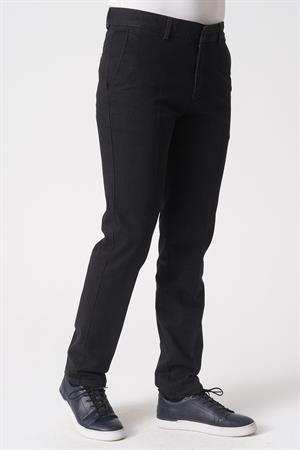 Siyah Slim Fit Esnek Likralı Pamuklu Kumaş Pantolon