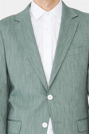 Yeşil Dokulu Modern Slim Fit Şehir Stili Takım Elbise
