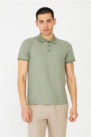 Yeşil Modern Kesim Polo Yaka Erkek T-Shirt