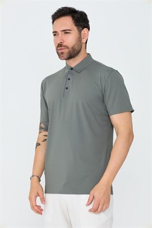 Yeşil Üç Düğmeli Erkek Polo Yaka Tişört