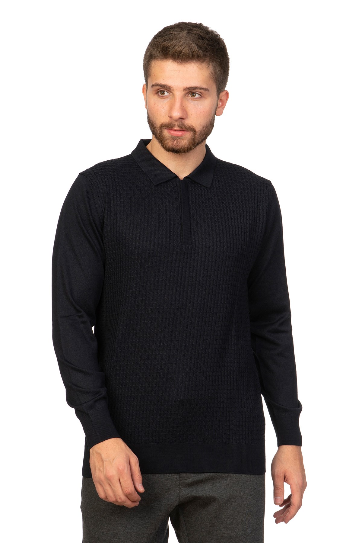 White Stone  2021-K  FERMUARLI POLO YAKA TRİKO    LACİ