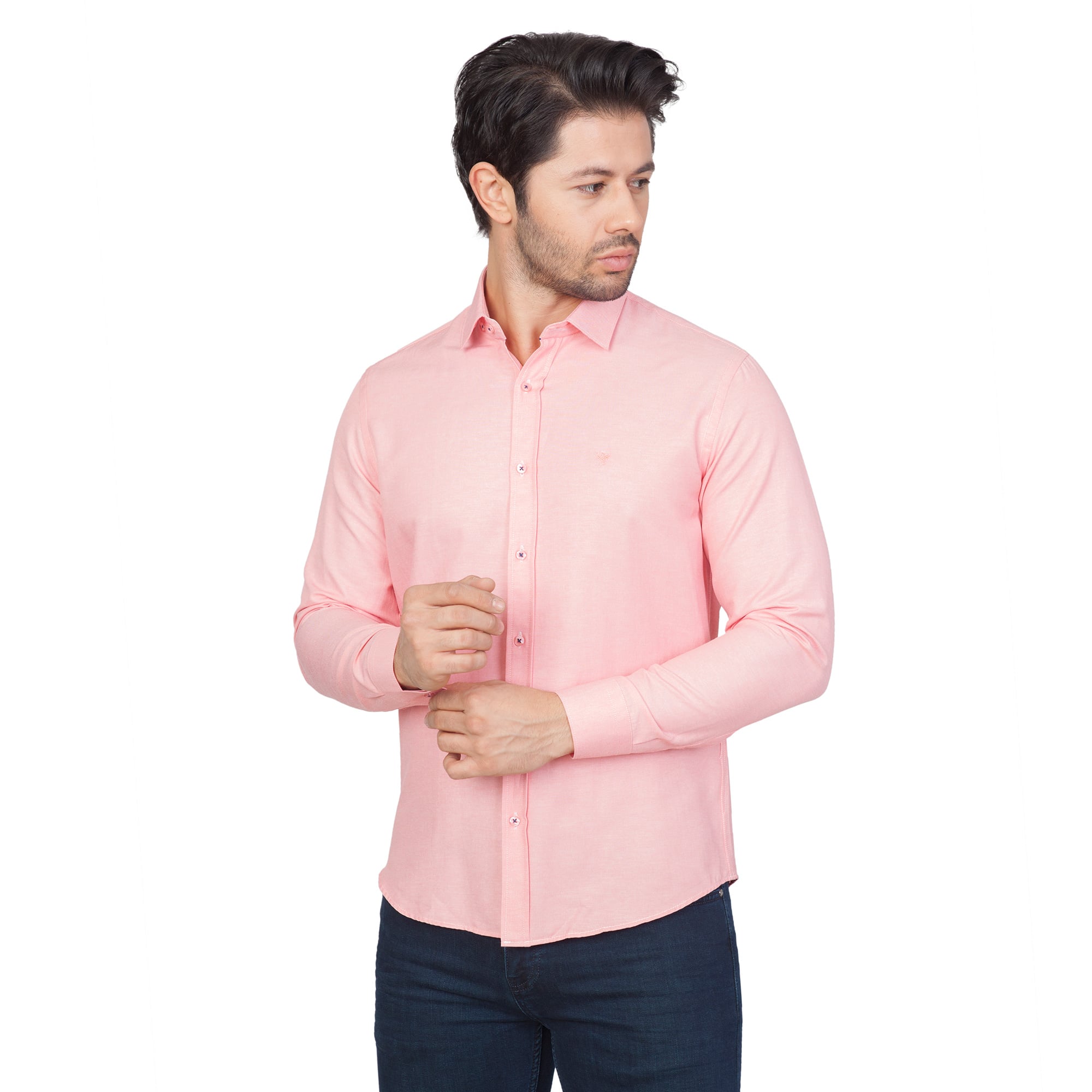 WHİTE STONE2019-Y  PAMUK- POLYESTER REGULAR GÖMLEK  SLİMFİT UZUNKOL  DESENLİ