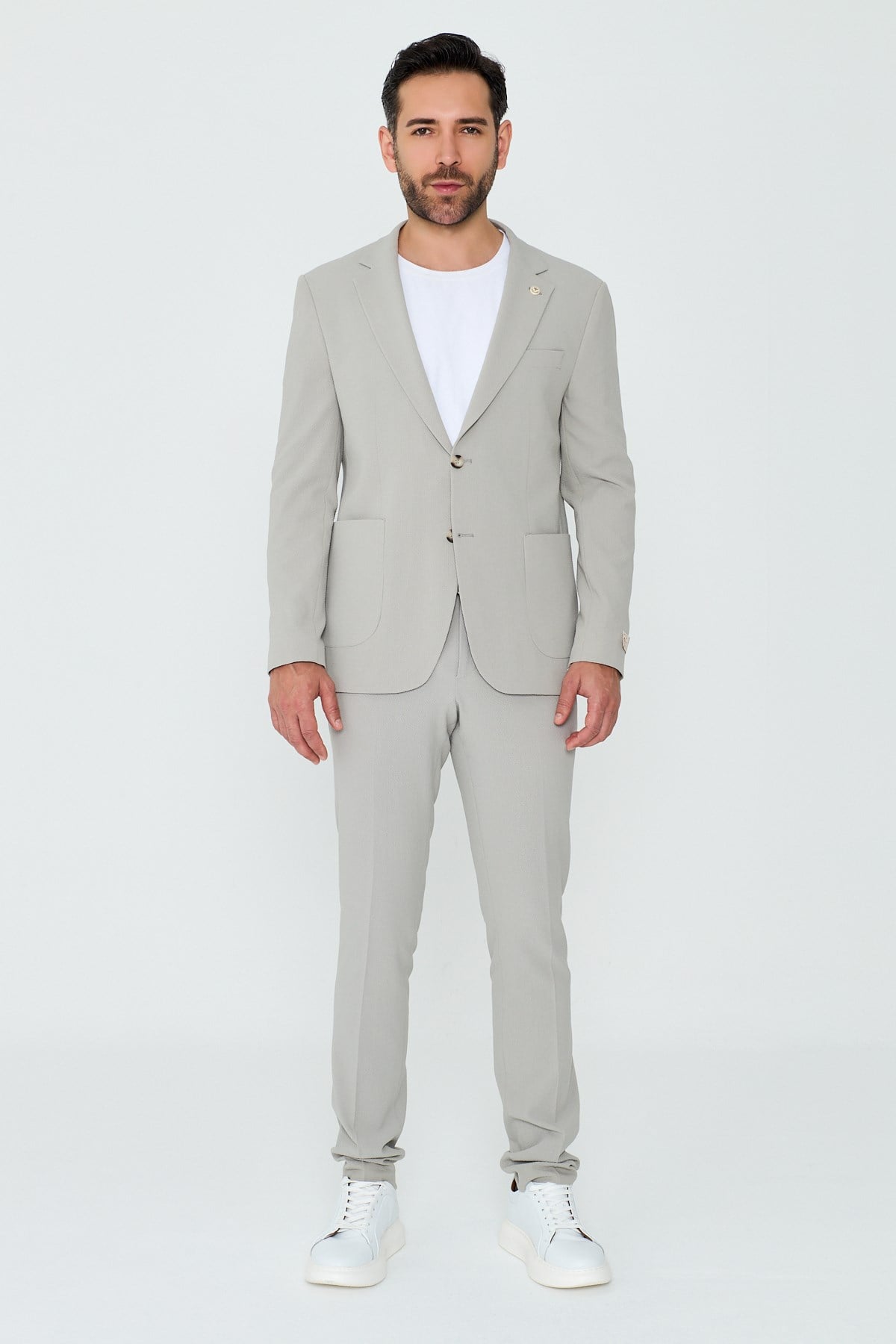 White StoneAçık Gri Mono Yaka Drop 6 Regular Fit Spor Takım Elbise