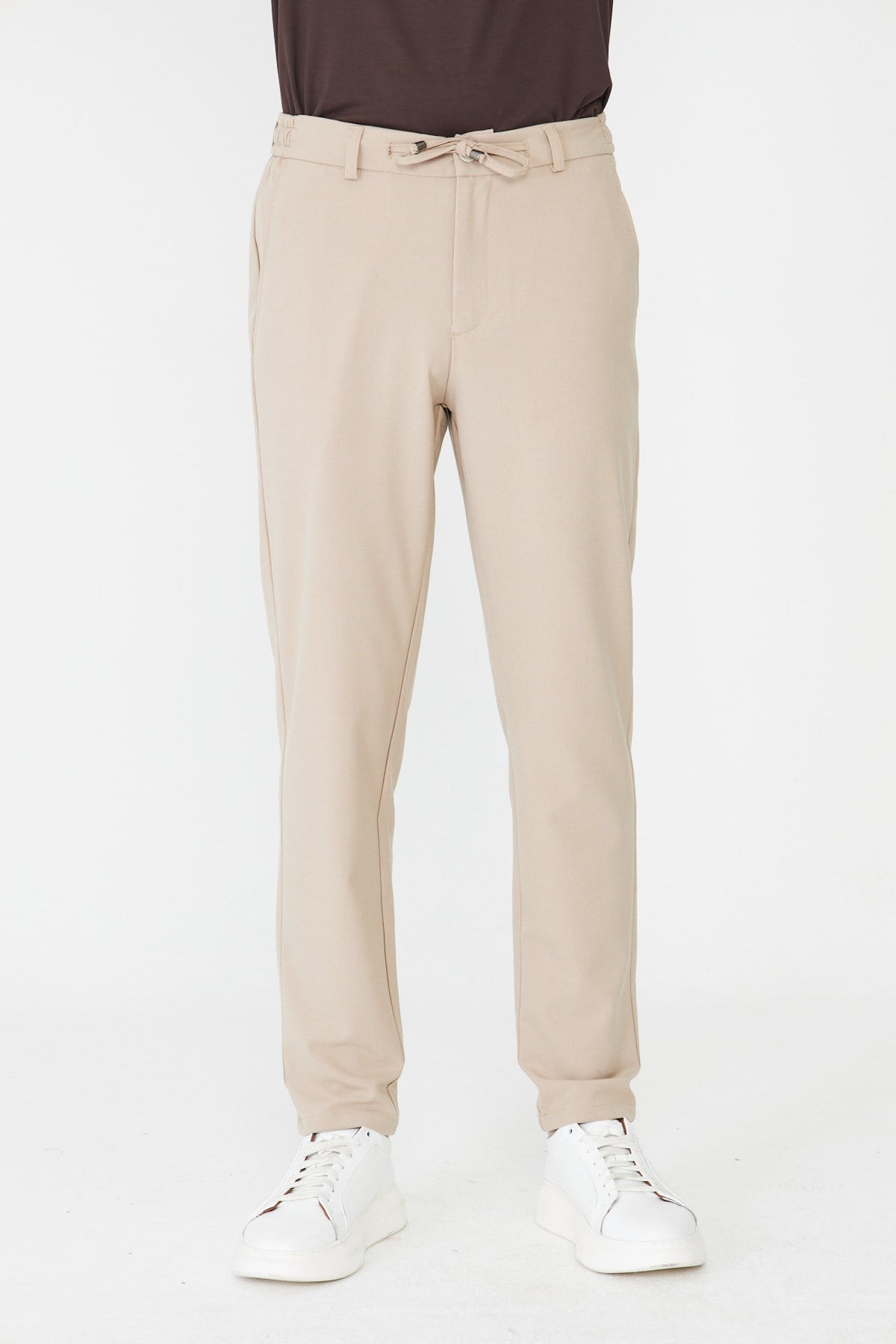 White StoneBej Bağcıklı Smart Casual Jogger Pantolon