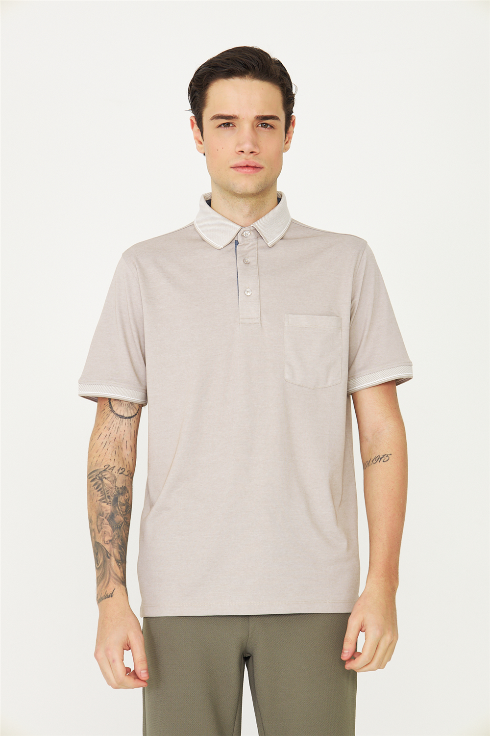 White StoneBej Polo Yaka T-Shirt 