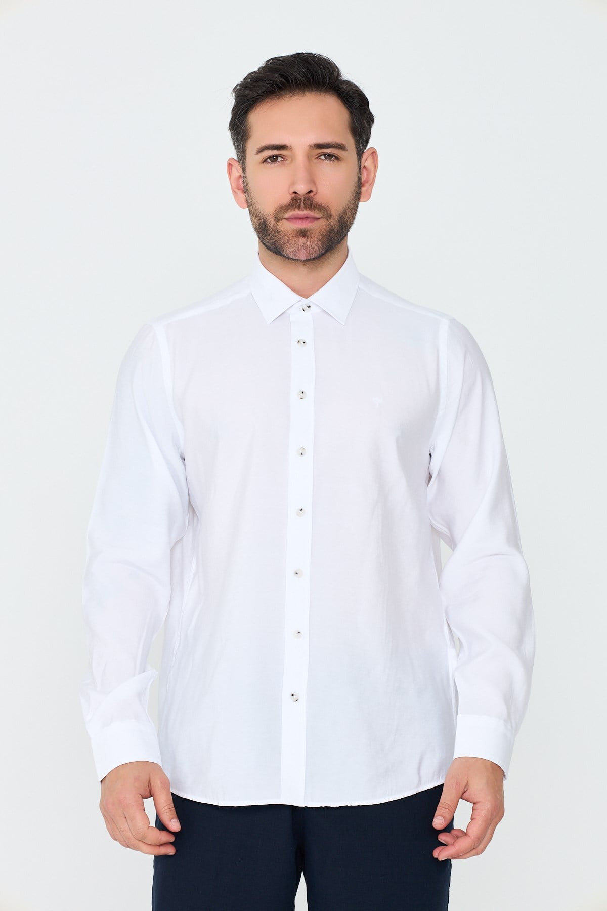 White StoneBeyaz Dynamic Fit Erkek Uzun Kollu Gömlek