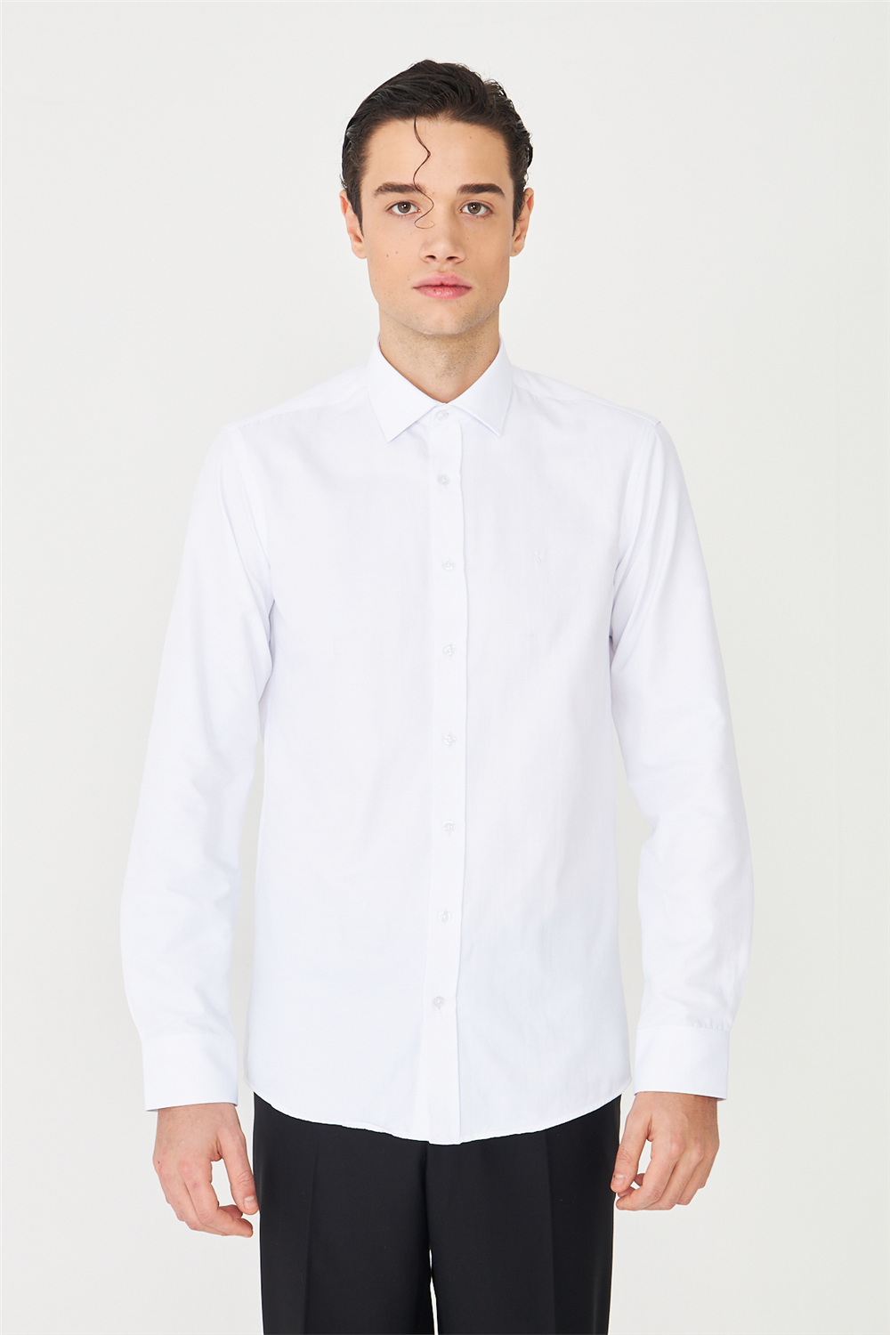 White StoneBeyaz Normal Fit Rahat Kesim Dört Mevsim Uzun Kollu Gömlek