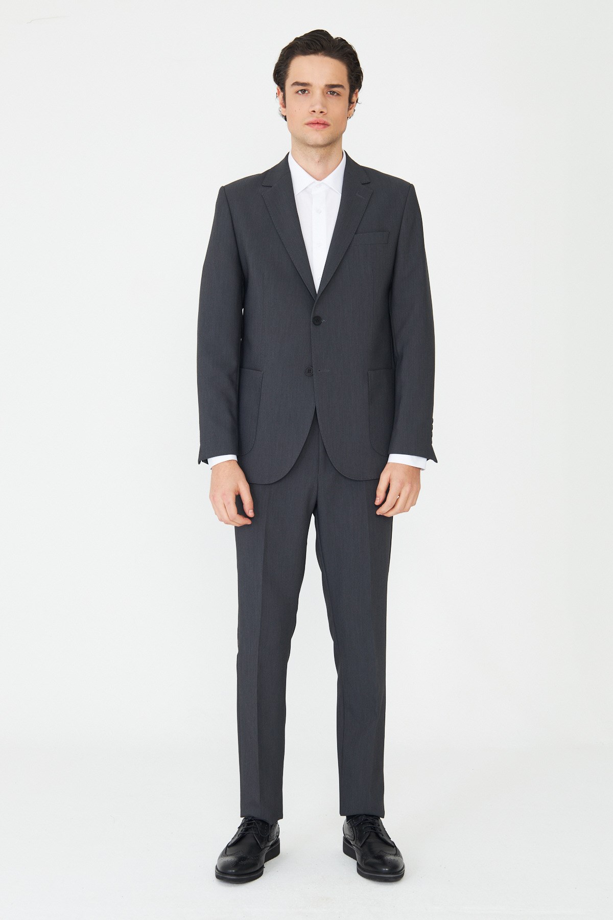 White StoneGri Modern Slim Fit Zamansız Klasik Takım Elbise