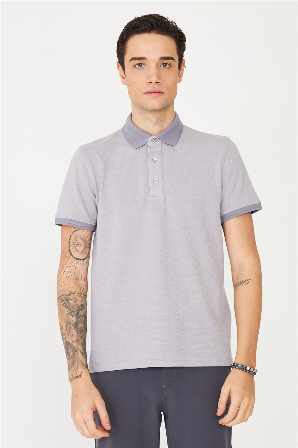 White StoneGri Polo Yaka T-Shirt 