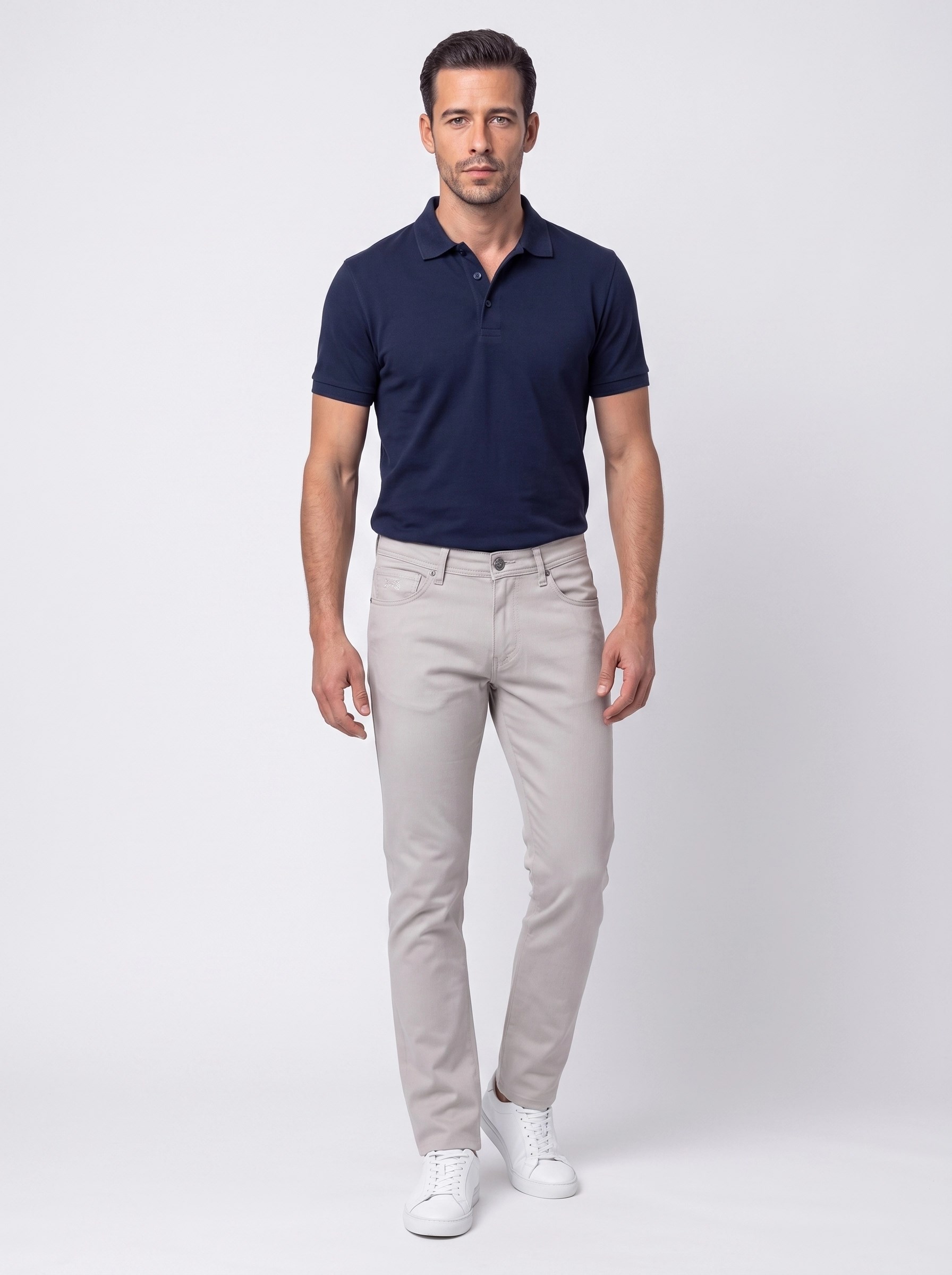 White StoneGri Regular Fit Erkek Chino Pantolon
