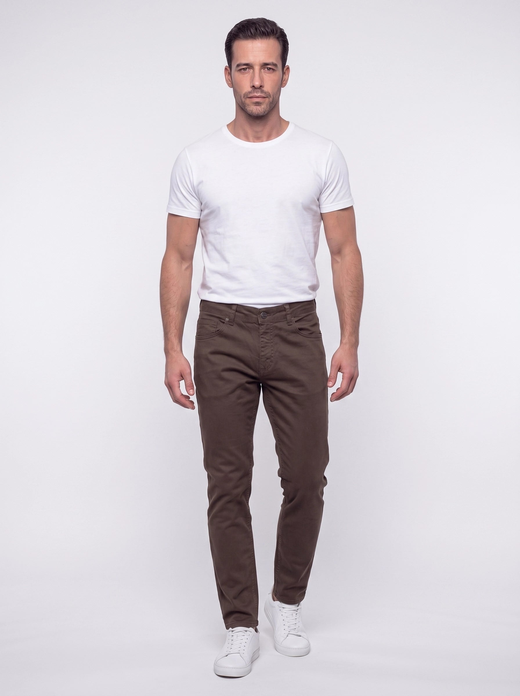 White StoneKahverengi Dynamic Fit Erkek Chino Pantolon