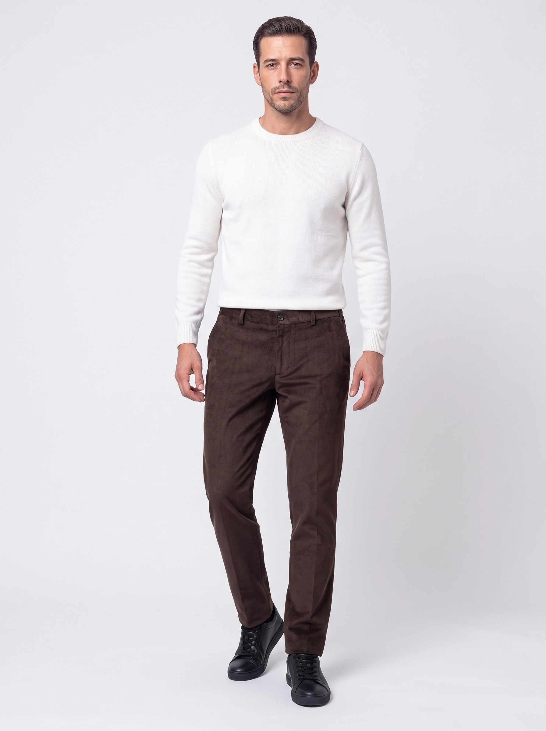 White StoneKahverengi Regular Fit Kadife Jogger Spor Pantolon