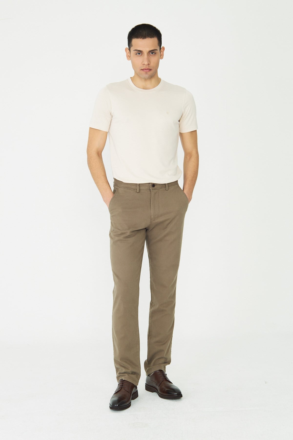 White StoneKoyu Bej Modern Kesim Chino Erkek Spor Pantolon