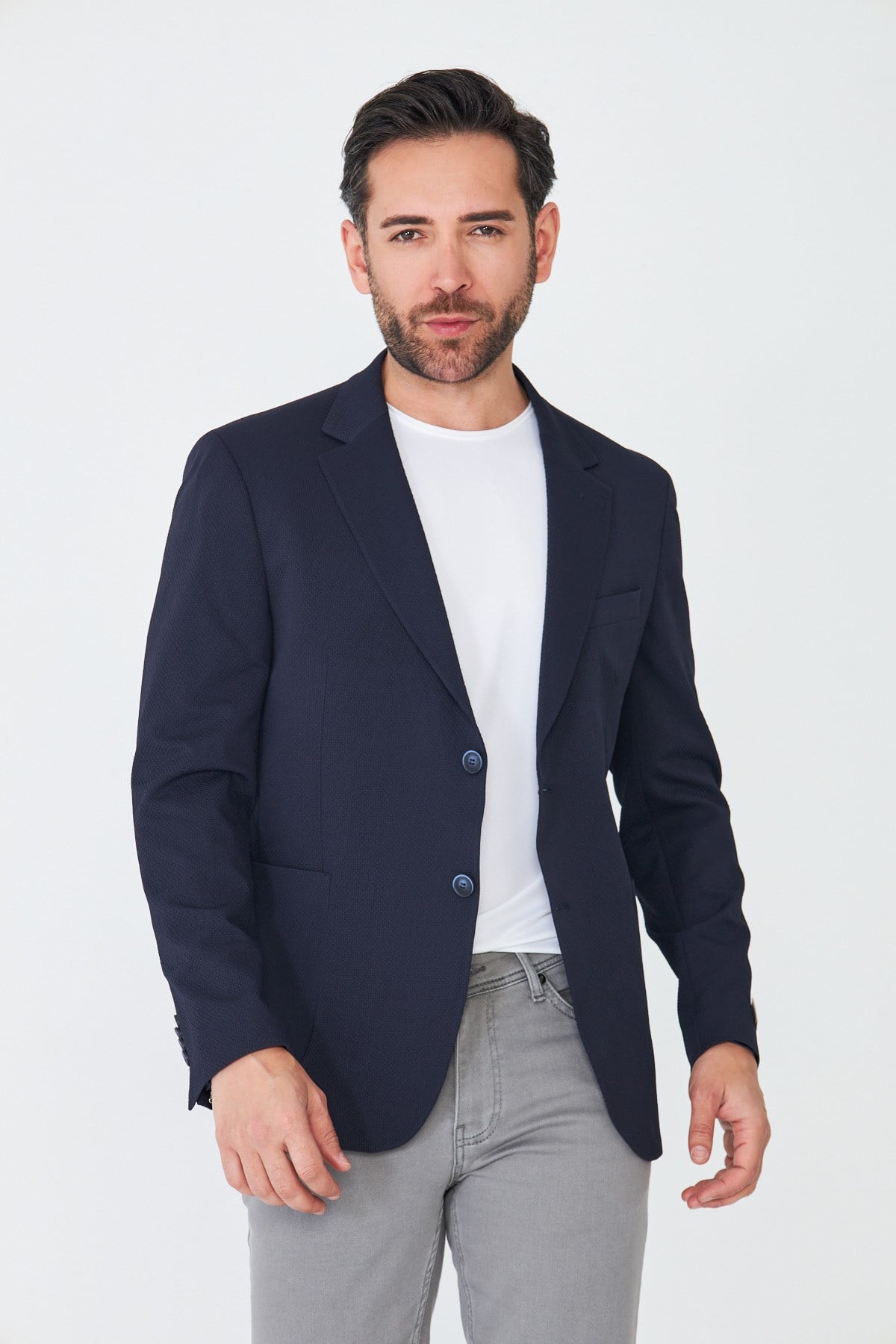 White StoneLacivert Slim Fit Blazer Erkek Ceket