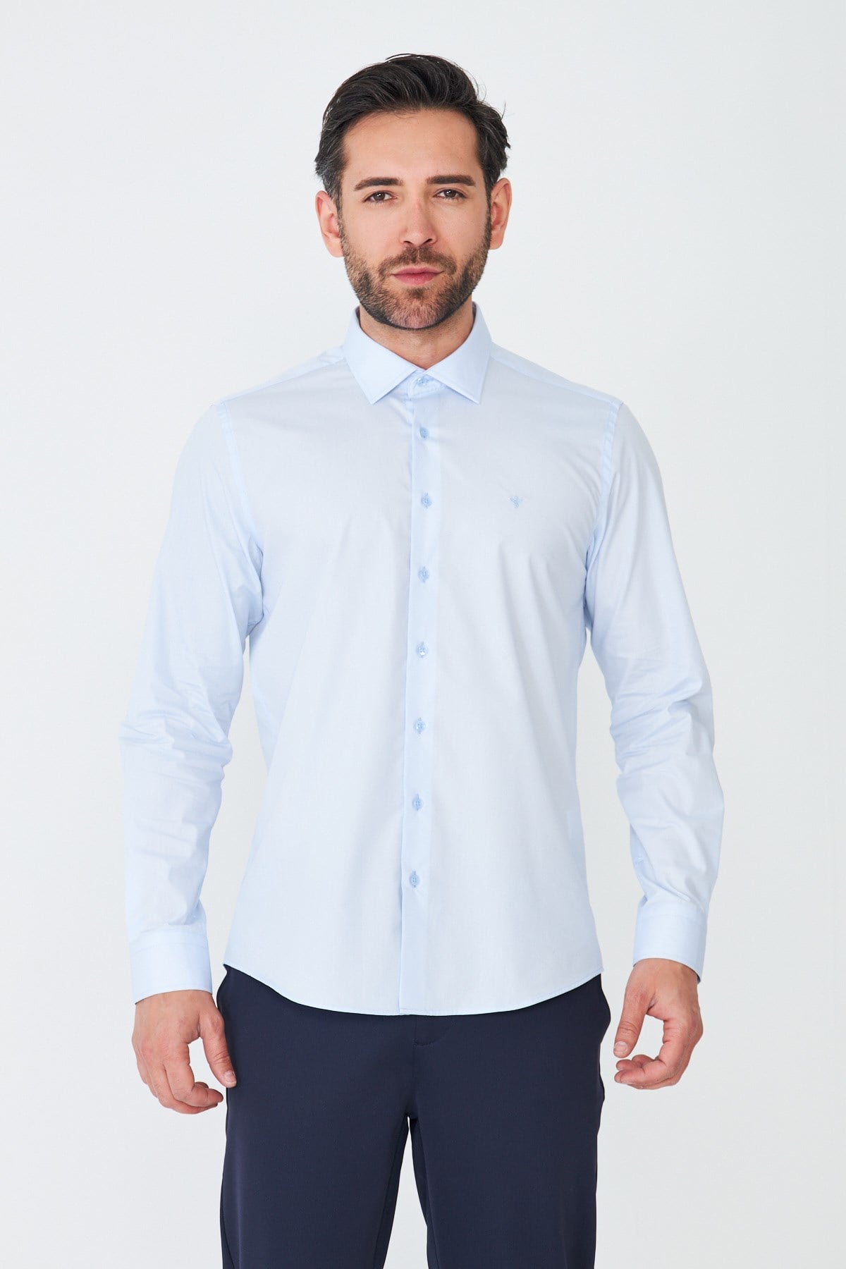 White StoneMavi Dynamic Fit Uzun Kollu Erkek Gömlek