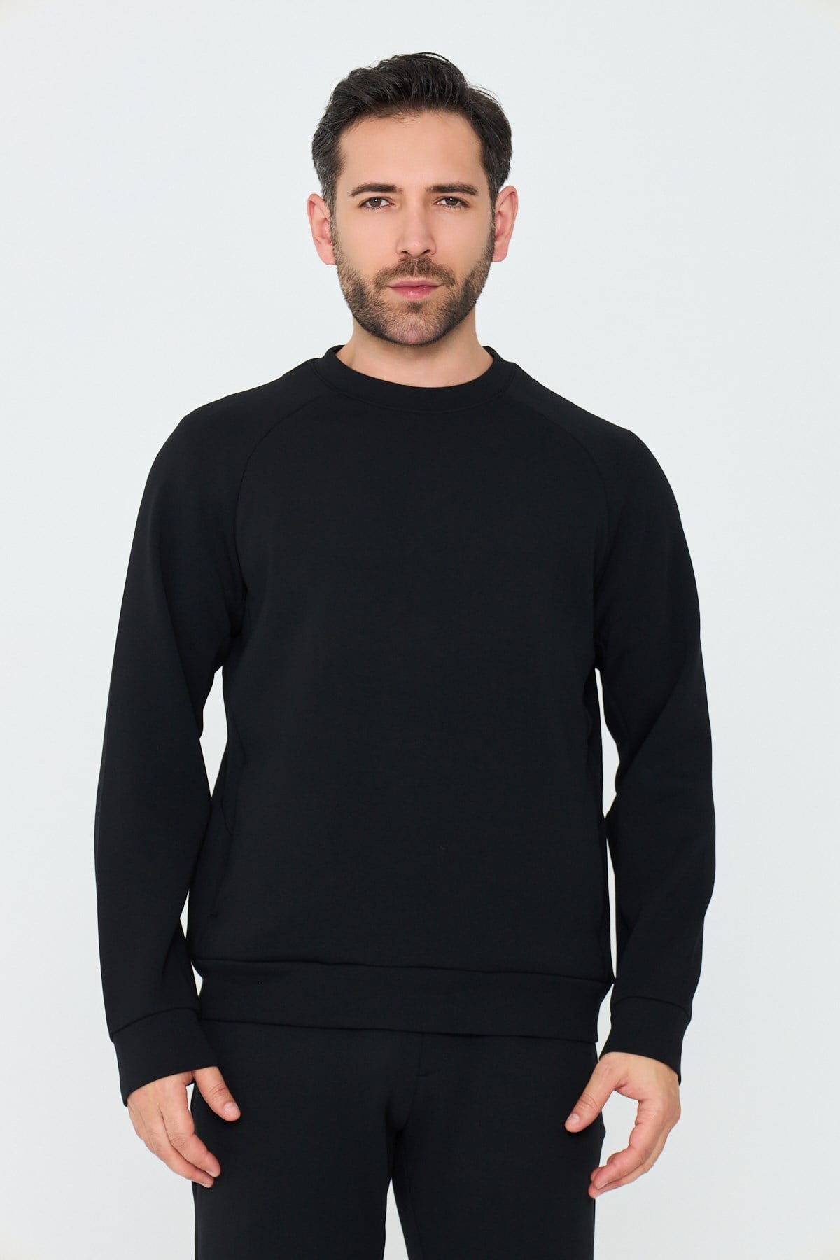 White StoneSiyah Pamuklu Erkek Basic Sweatshirt