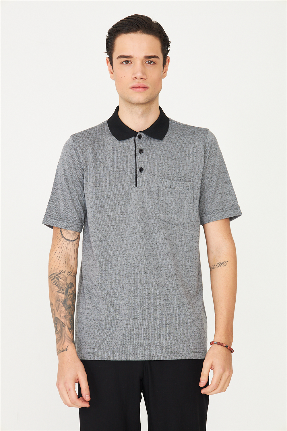 White StoneSiyah Polo Yaka T-Shirt 