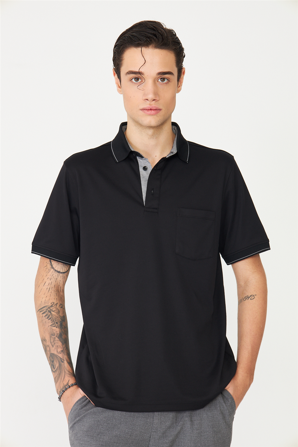White StoneSiyah Polo Yaka T-Shirt 