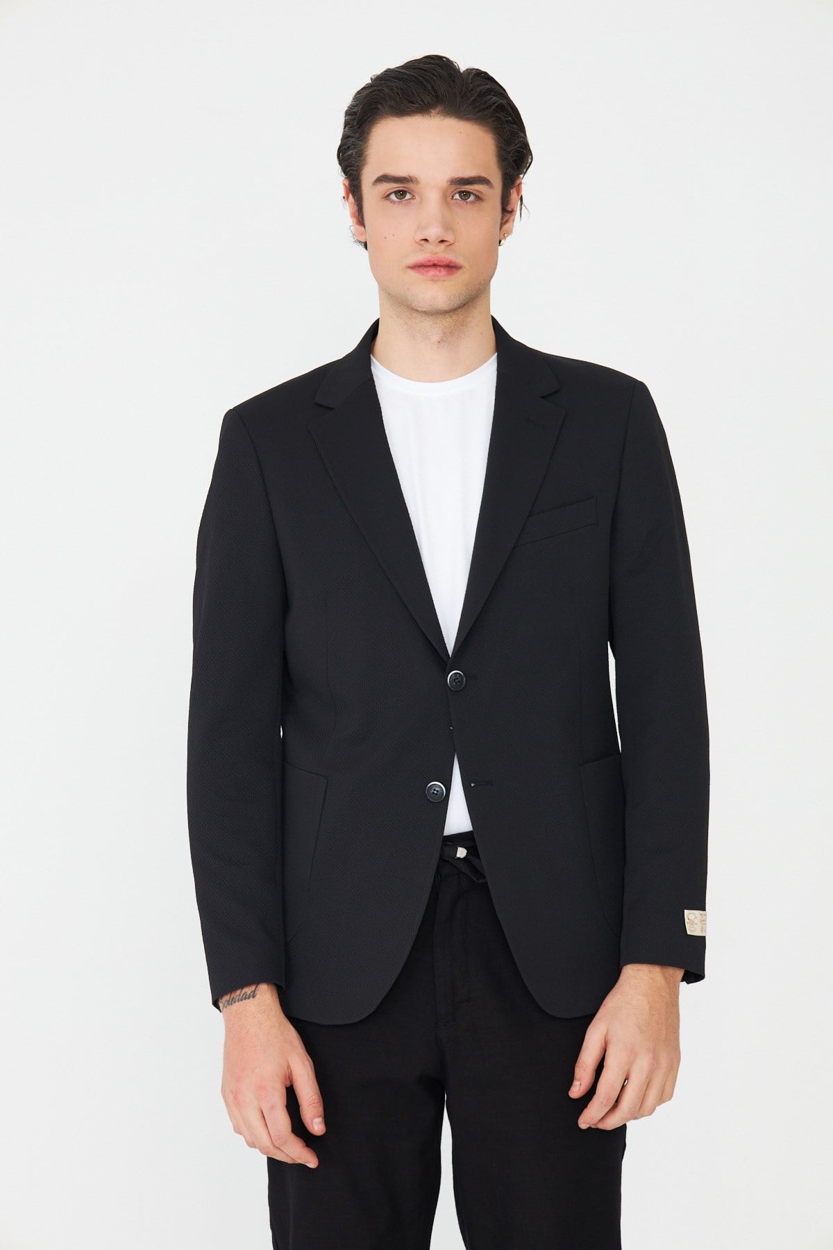 White StoneSiyah Slim Fit Klasik Yaka Erkek Spor Blazer Ceket