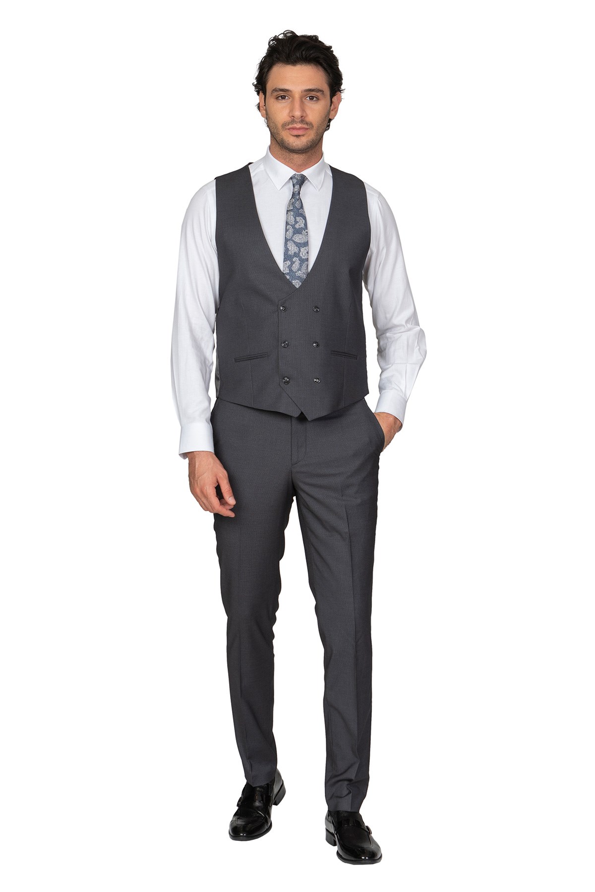 White StoneWHİTE STONE  2020-Y  %70 POLYESTER %28 VİSKON %2 LİKRA YELEKLİ TAKIM ELBİSE  033 KALIP  DESENLİ