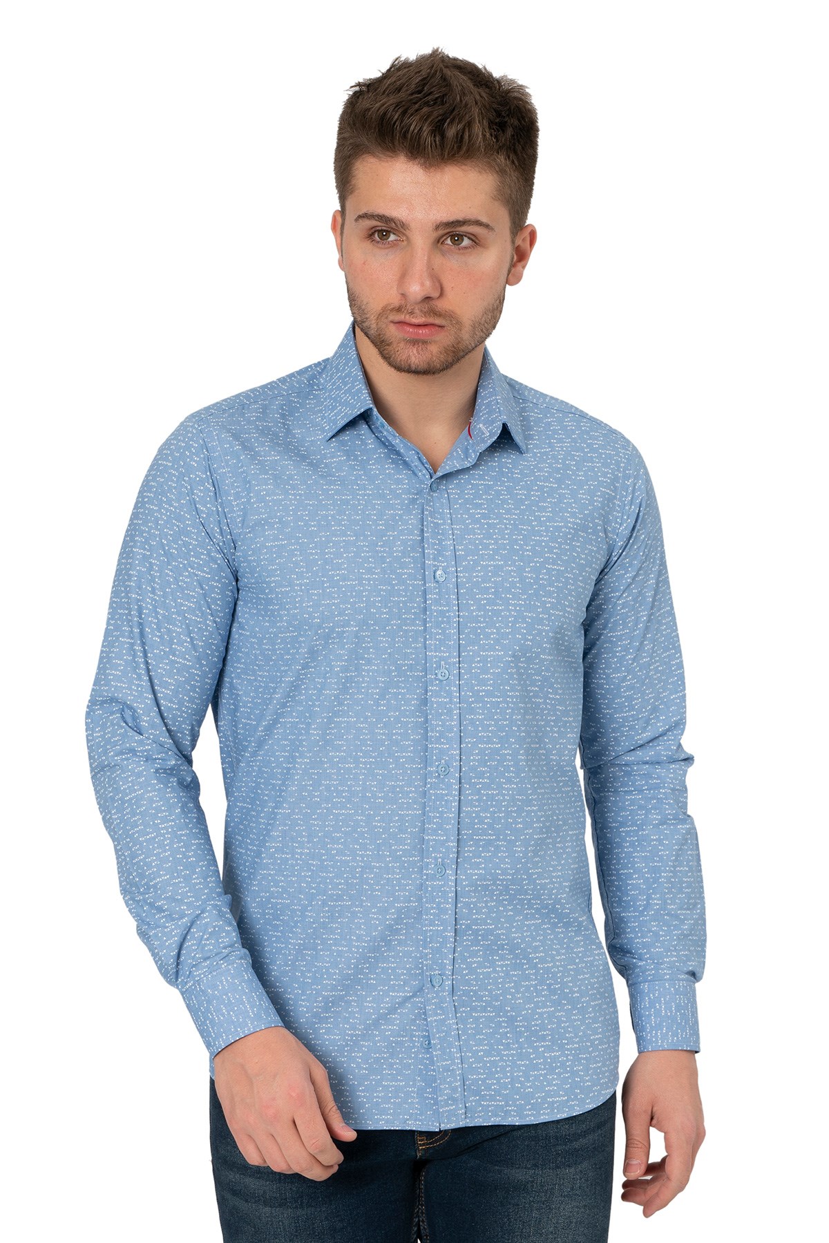 White StoneWHİTE STONE  2021-K  PAMUK- POLYESTER REGULAR GÖMLEK  REGULAR UZUNKOL  DESENLİ