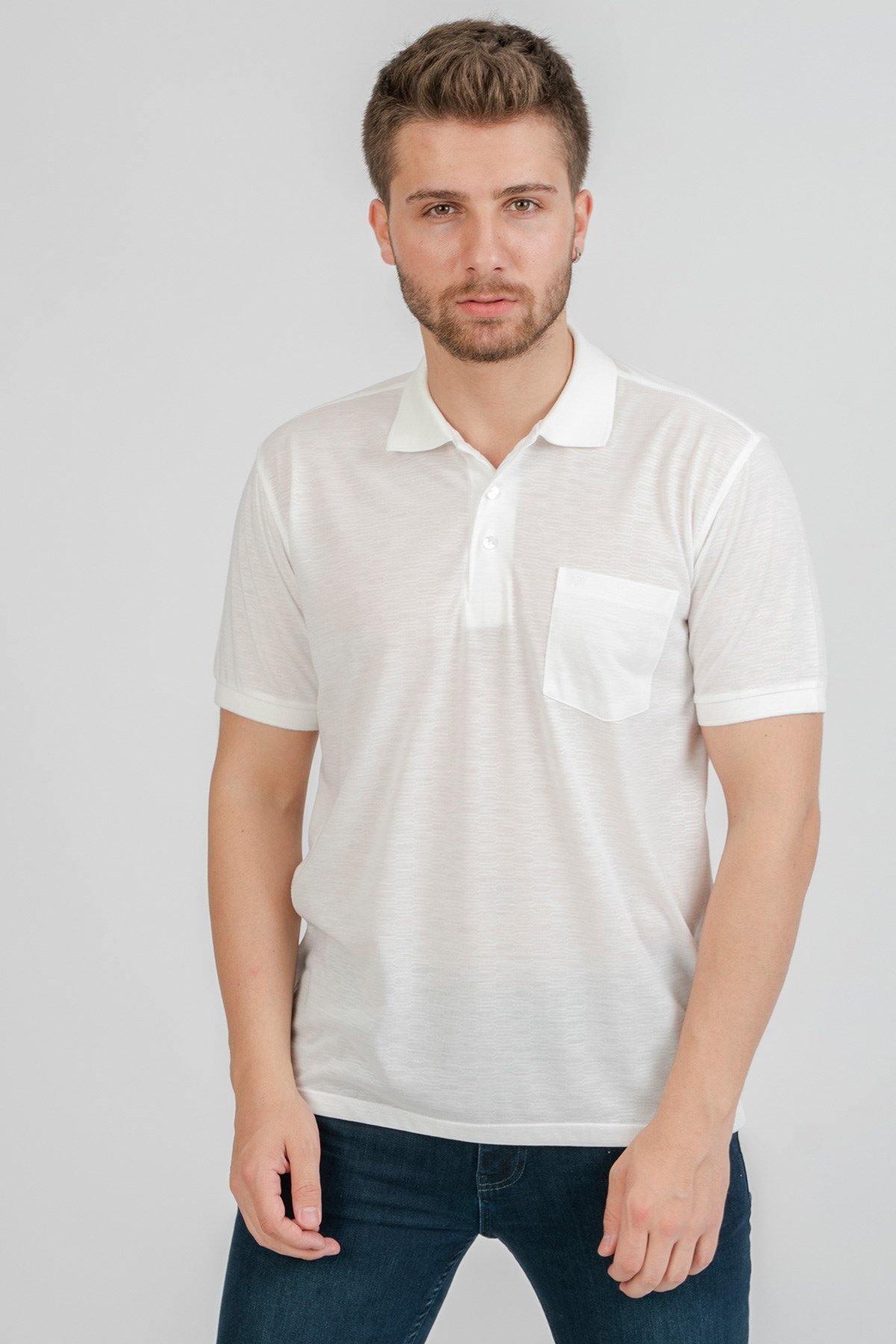 White StoneWHİTE STONE  2021-Y  JAKARLI SICAK BASKI POLO YAKA TİŞÖRT    BEYAZ