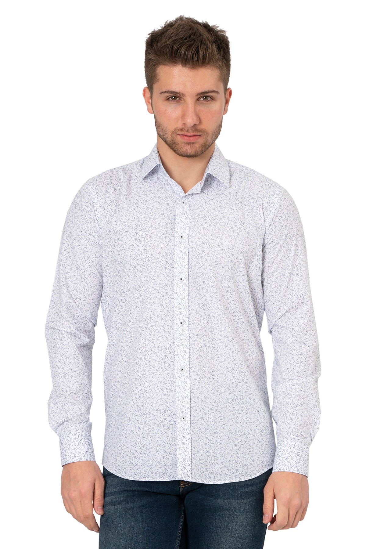 White StoneWHİTE STONE  2021-Y  PAMUK- POLYESTER REGULAR GÖMLEK  REGULAR UZUNKOL  DESENLİ