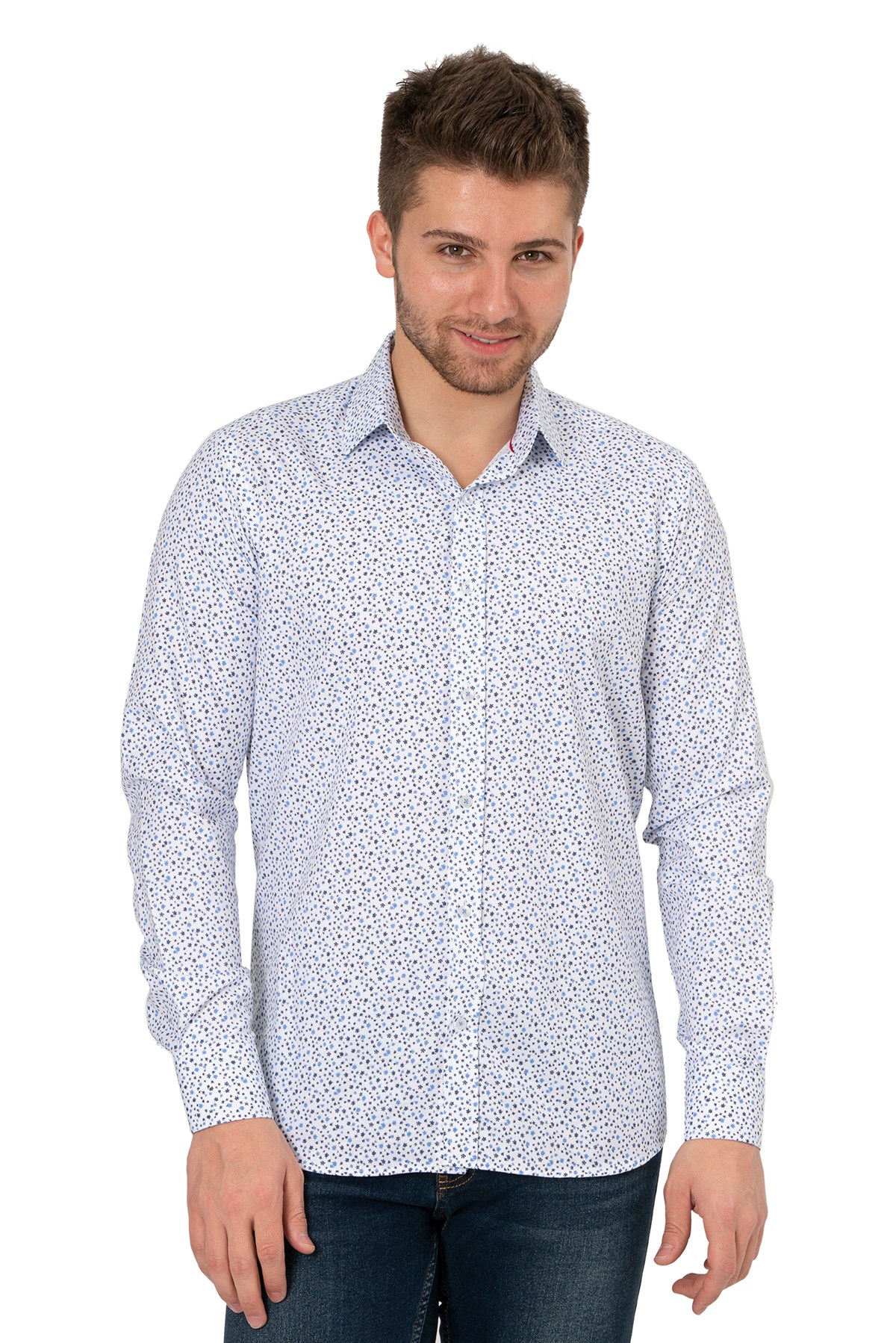 White StoneWHİTE STONE  2021-Y  PAMUK- POLYESTER REGULAR GÖMLEK  REGULAR UZUNKOL  DESENLİ
