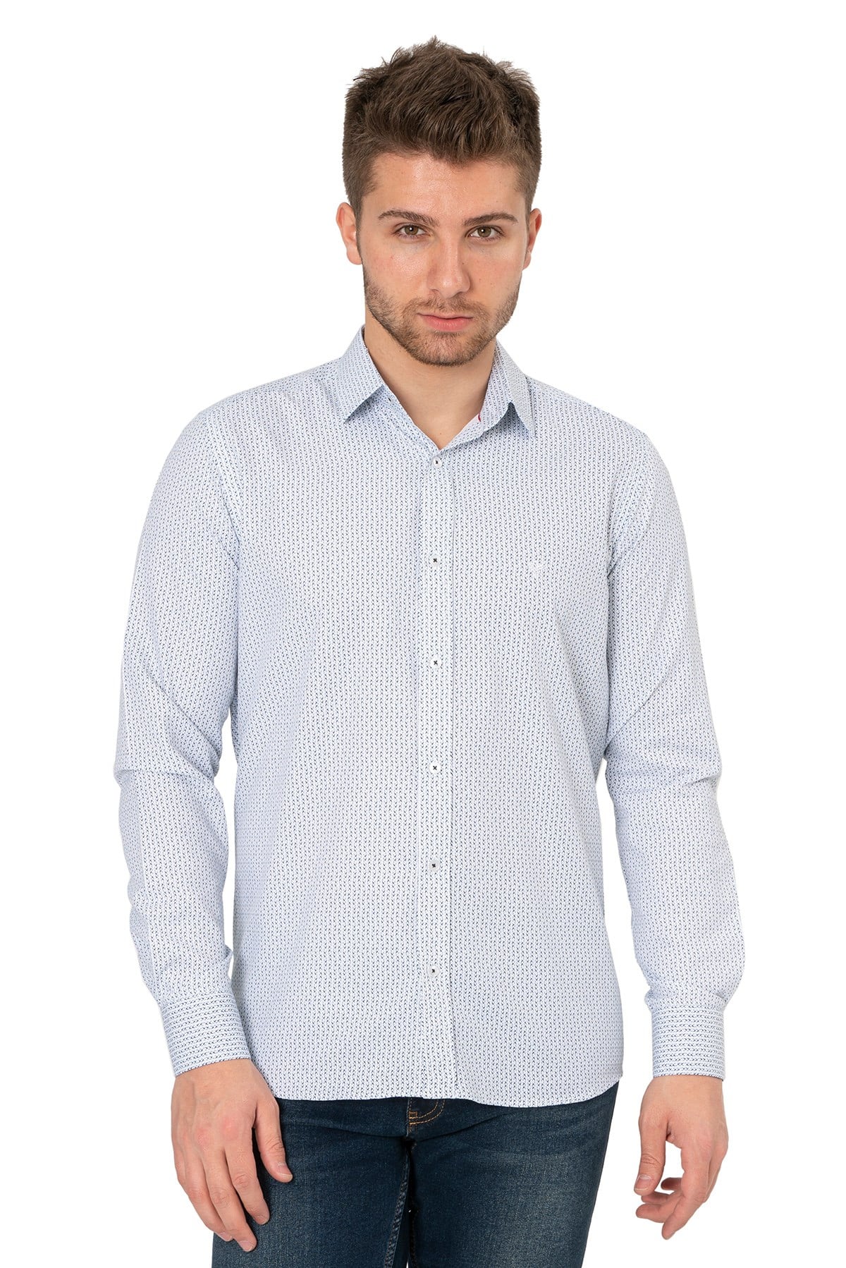 White StoneWHİTE STONE  2021-Y  PAMUK- POLYESTER REGULAR GÖMLEK  REGULAR UZUNKOL  DESENLİ