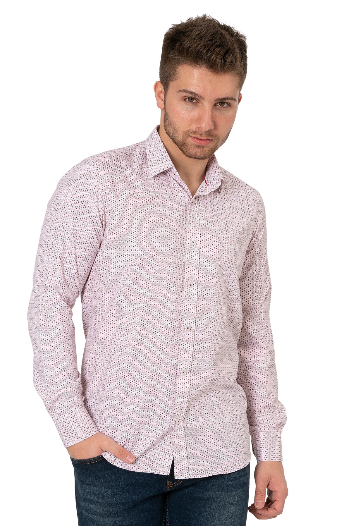 White StoneWHİTE STONE  2021-Y  PAMUK- POLYESTER REGULAR GÖMLEK  REGULAR UZUNKOL  DESENLİ