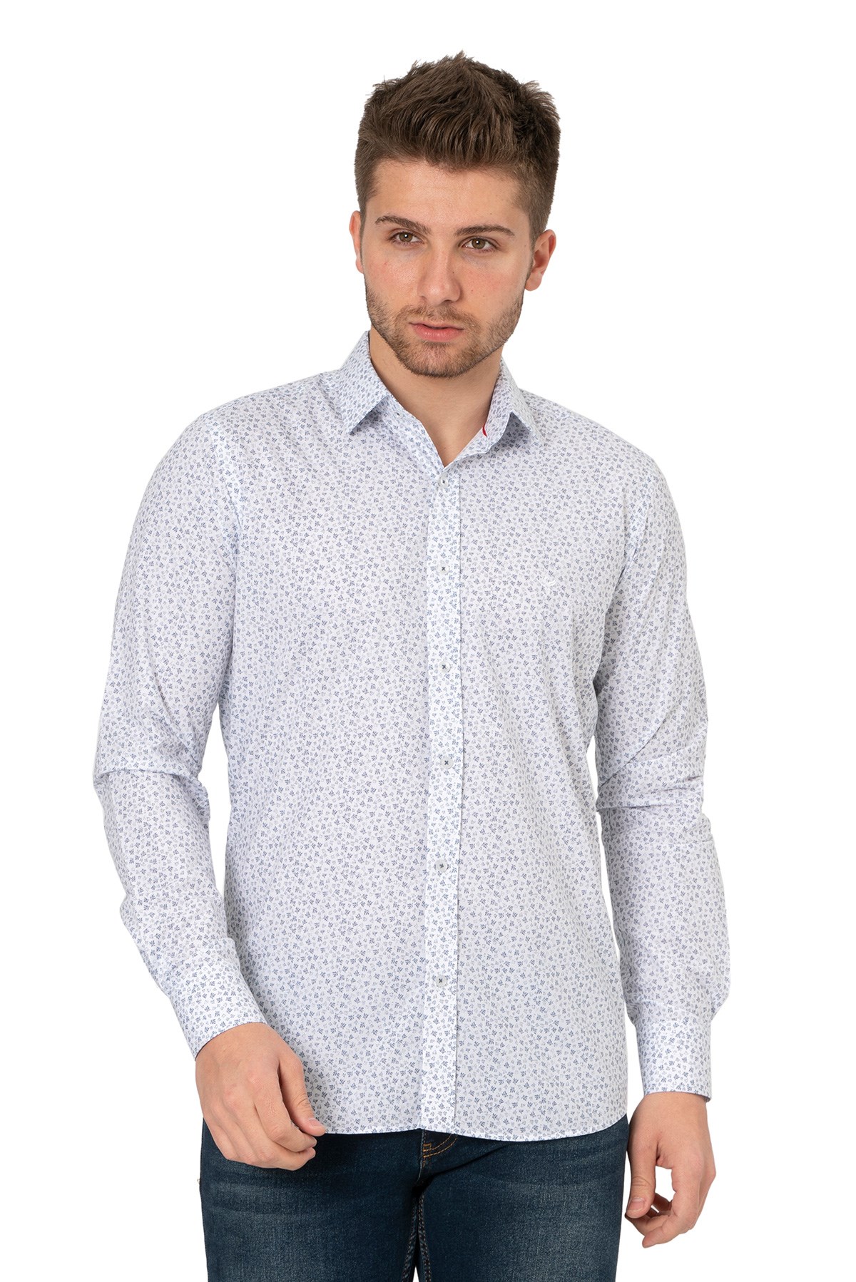 White StoneWHİTE STONE  2021-Y  PAMUK- POLYESTER REGULAR GÖMLEK  REGULAR UZUNKOL  DESENLİ