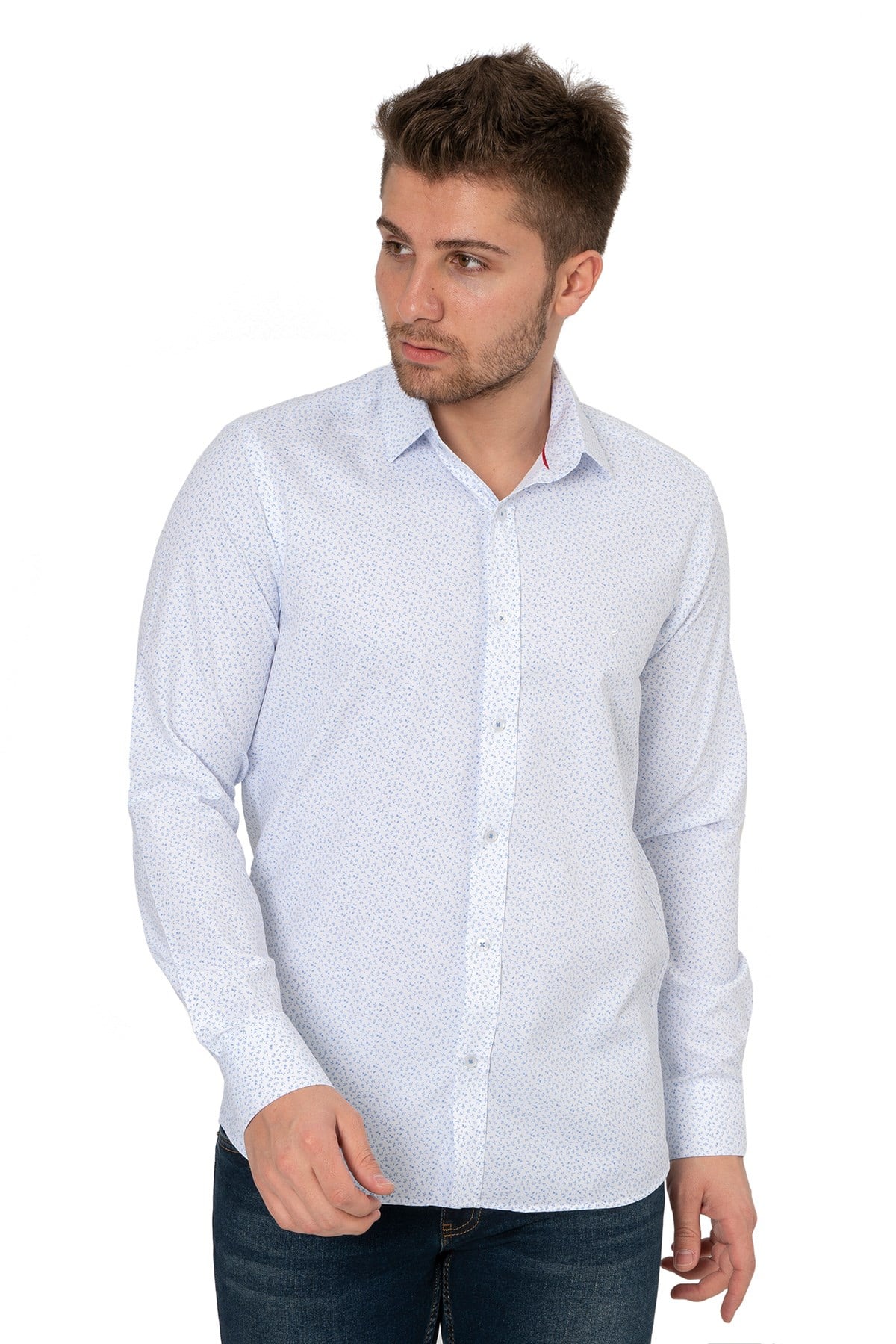 White StoneWHİTE STONE  2021-Y  PAMUK- POLYESTER REGULAR GÖMLEK  REGULAR UZUNKOL  DESENLİ