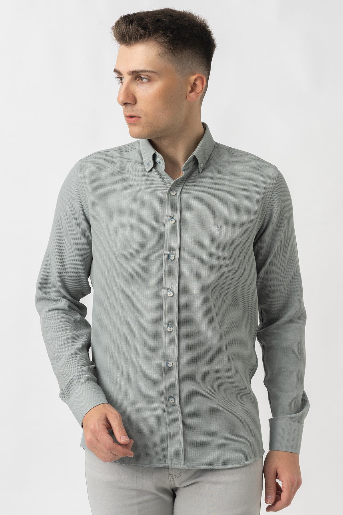 White StoneWHİTE STONE  2024-Y  G1001 ARMÜRLÜ GÖMLEK    GRİ