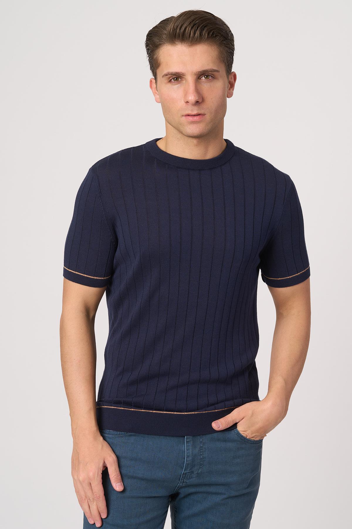 White StoneWHİTE STONE  2025-Y  25050 O YAKA FİTİLLİ TSHIRT    LACİ