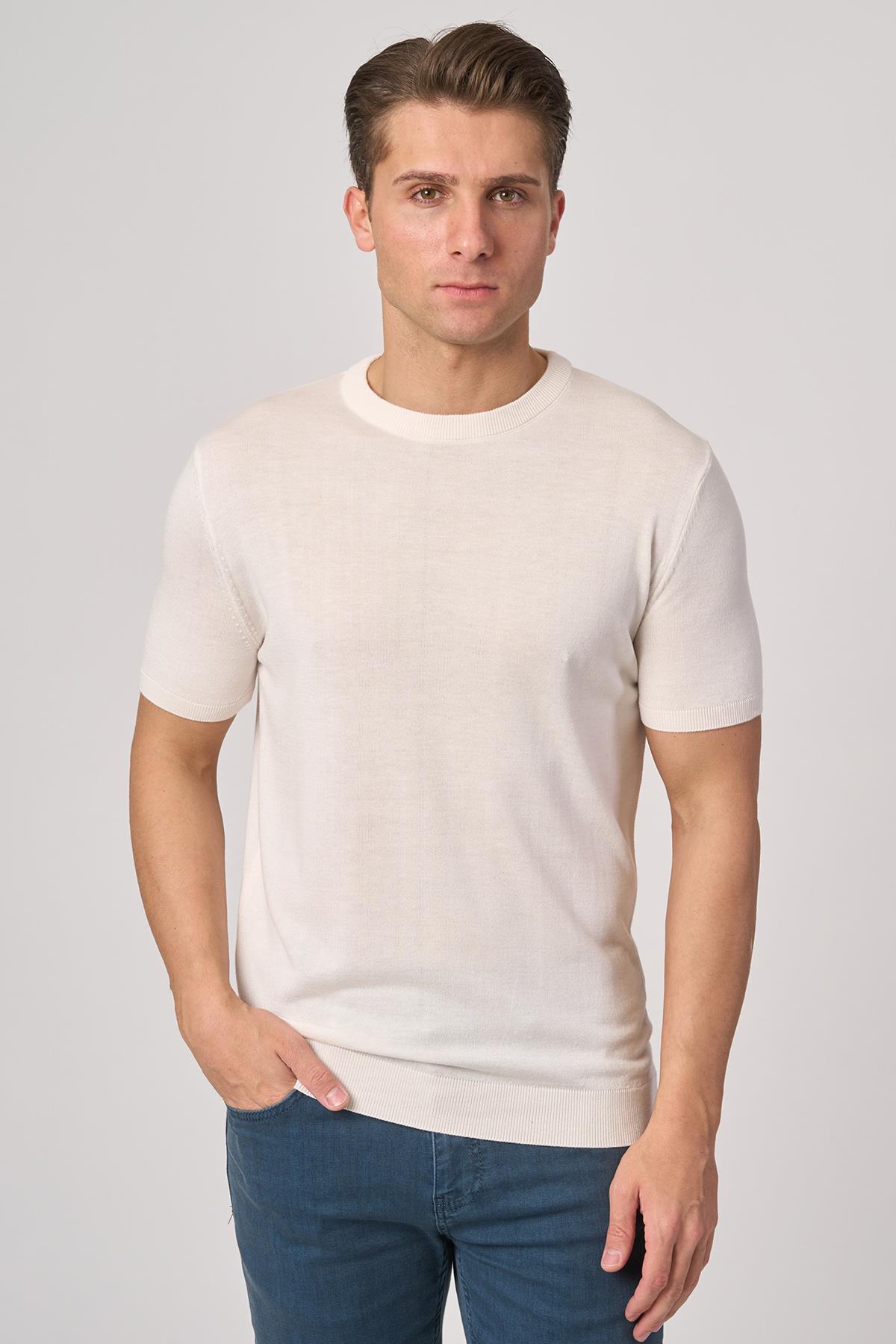 White StoneWHİTE STONE  2025-Y  25255 O YAKA BASIC  TSHIRT    EKRU