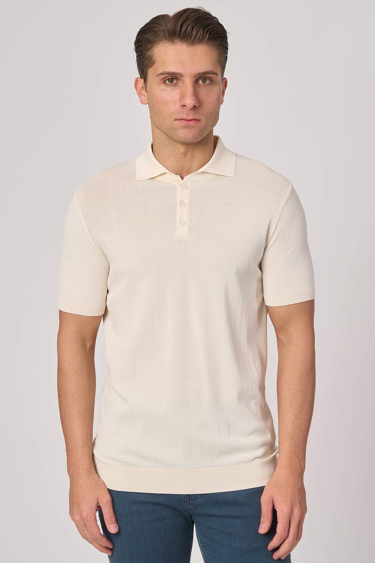 White StoneWHİTE STONE  2025-Y  25280 RAYON  O YAKA DÜĞM. TSHIRT    BEYAZ