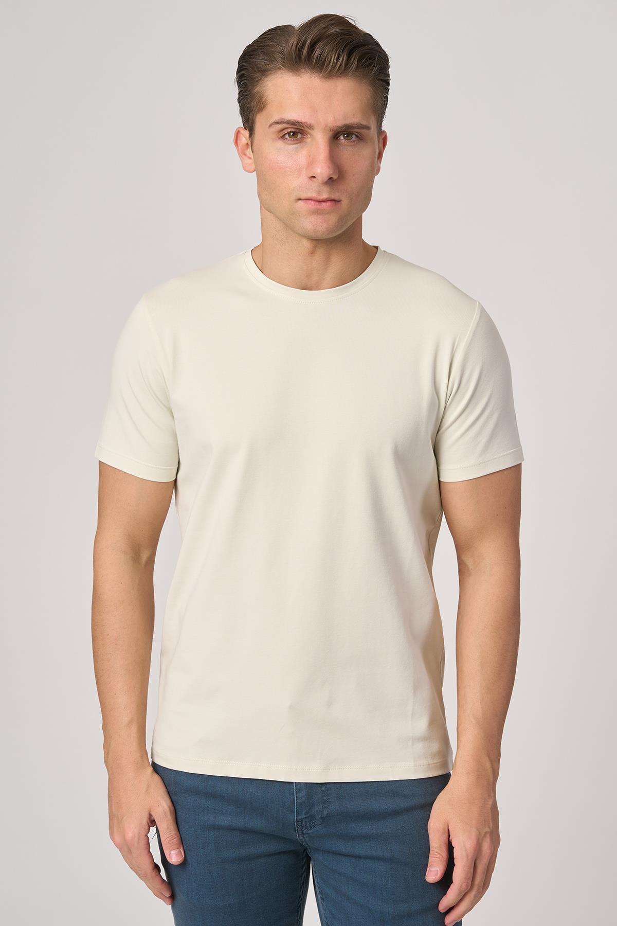 White StoneWHİTE STONE  2025-Y  2576  BİSİKLET YAKA TSHIRT    FİL DİŞİ