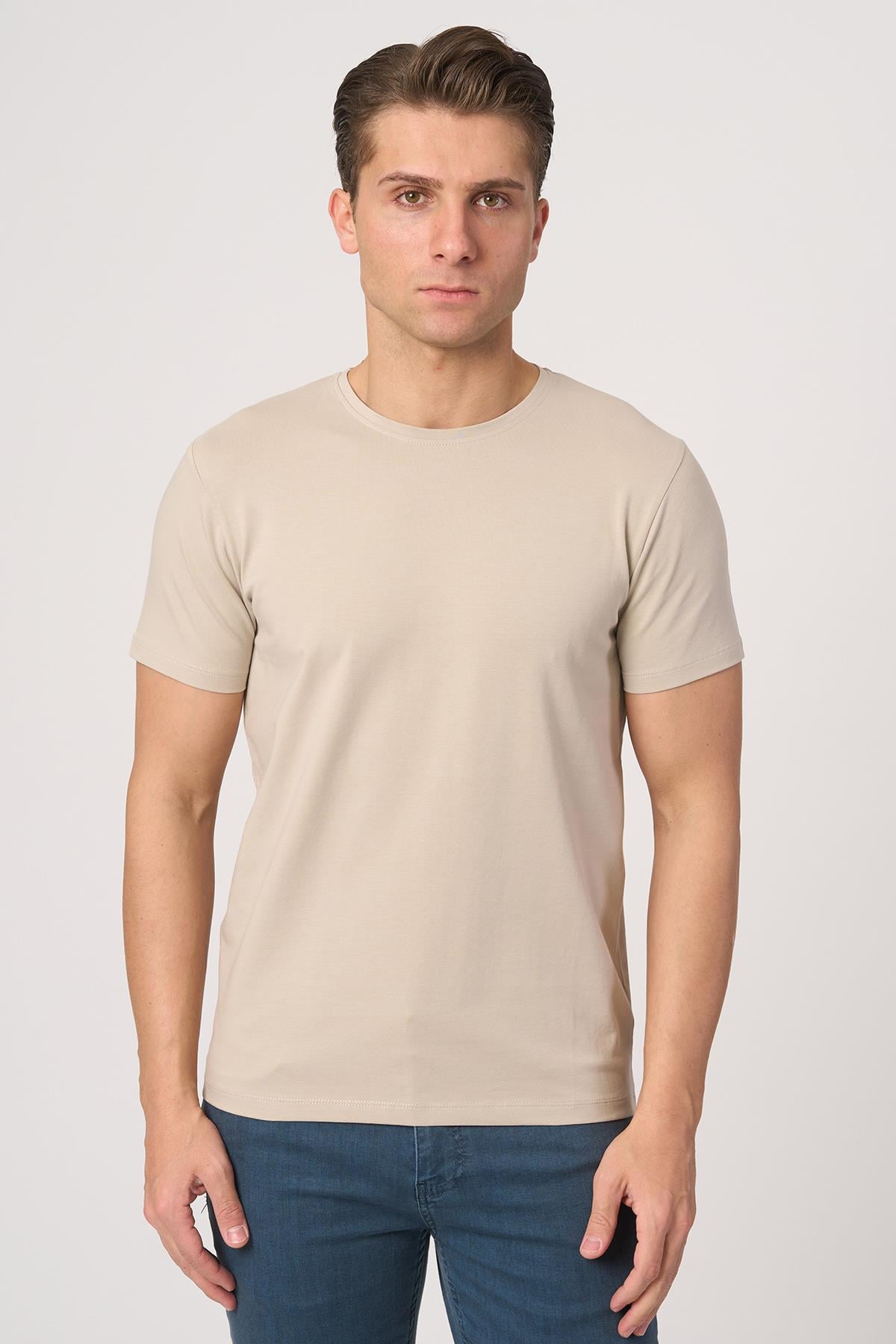 White StoneWHİTE STONE  2025-Y  2576  BİSİKLET YAKA TSHIRT    BEJ
