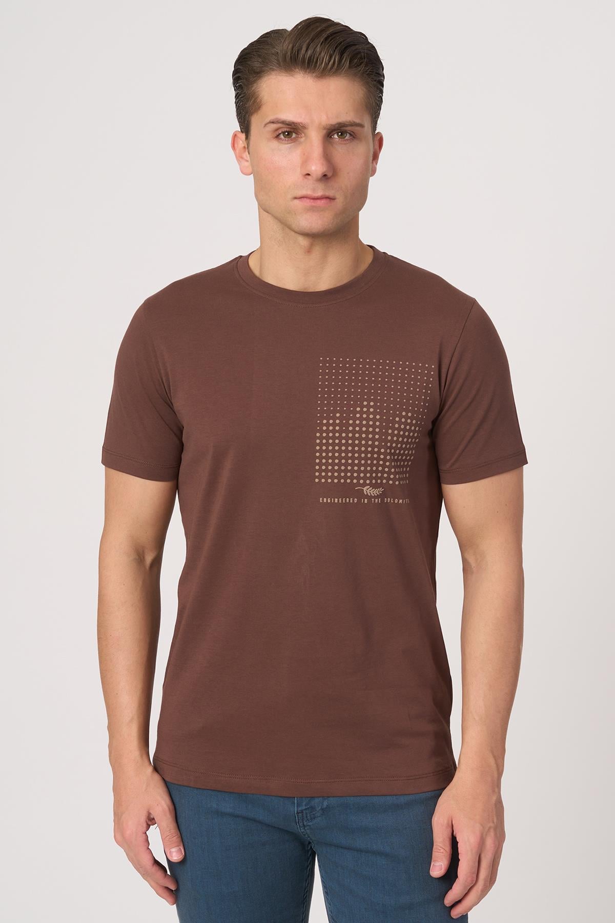 White StoneWHİTE STONE  2025-Y  3076  BİSİKLET YAKA TSHIRT    KAHVE