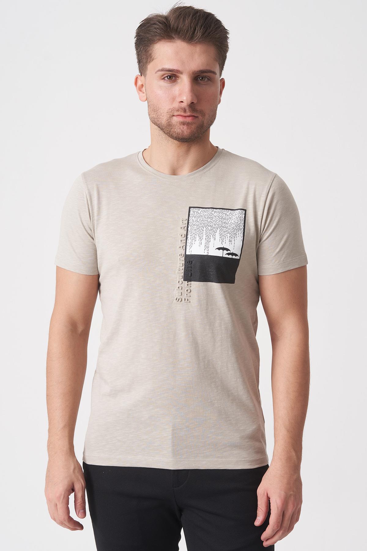 White StoneWHİTE STONE  2025-Y  3148  BİSİKLET YAKA TSHIRT    BEJ