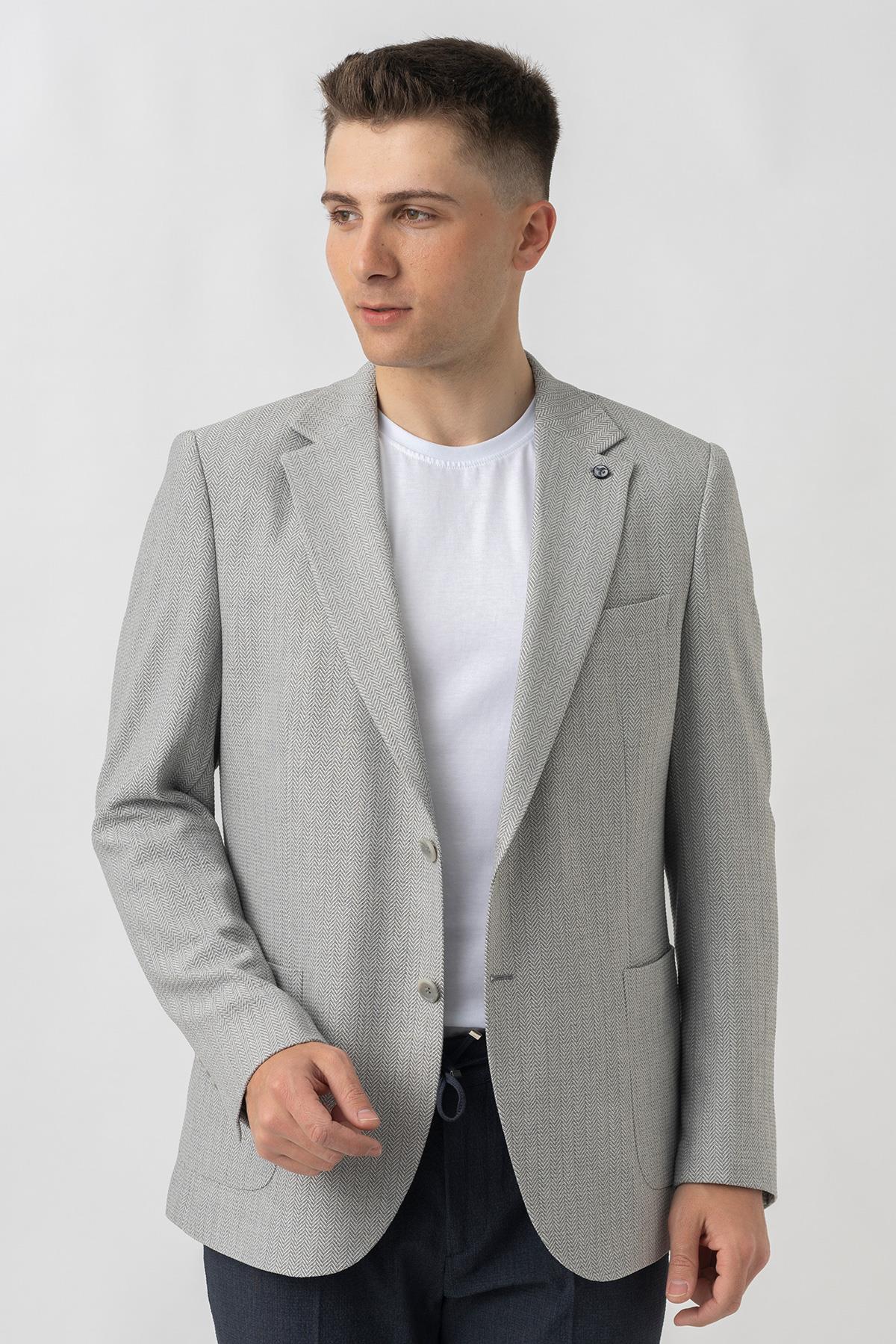 White StoneWhite Stone Aarberg C4002 Regular Fit Likralı 6 Drop Gofre  Ceket Desenli