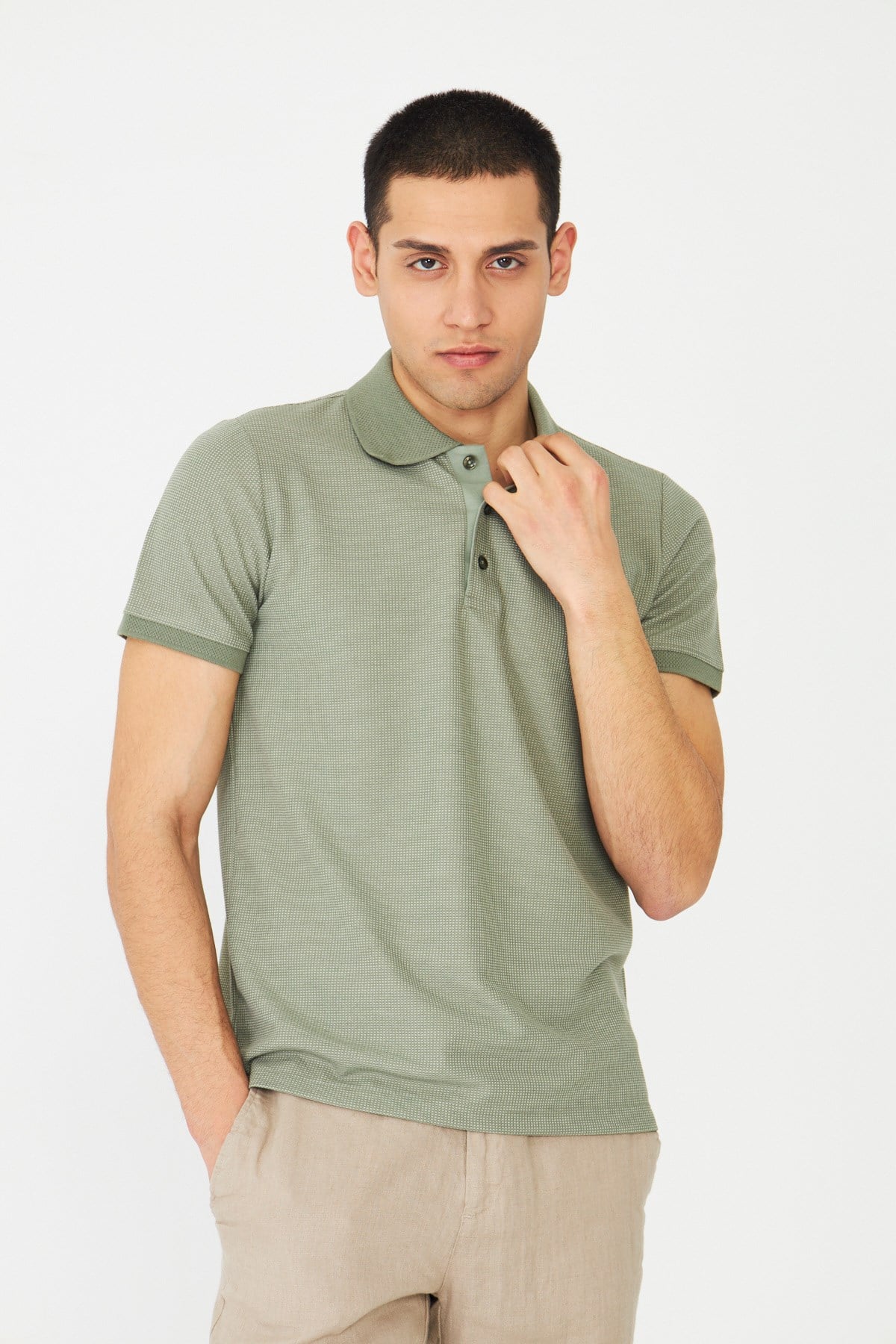 White StoneYeşil Modern Kesim Polo Yaka Erkek T-Shirt