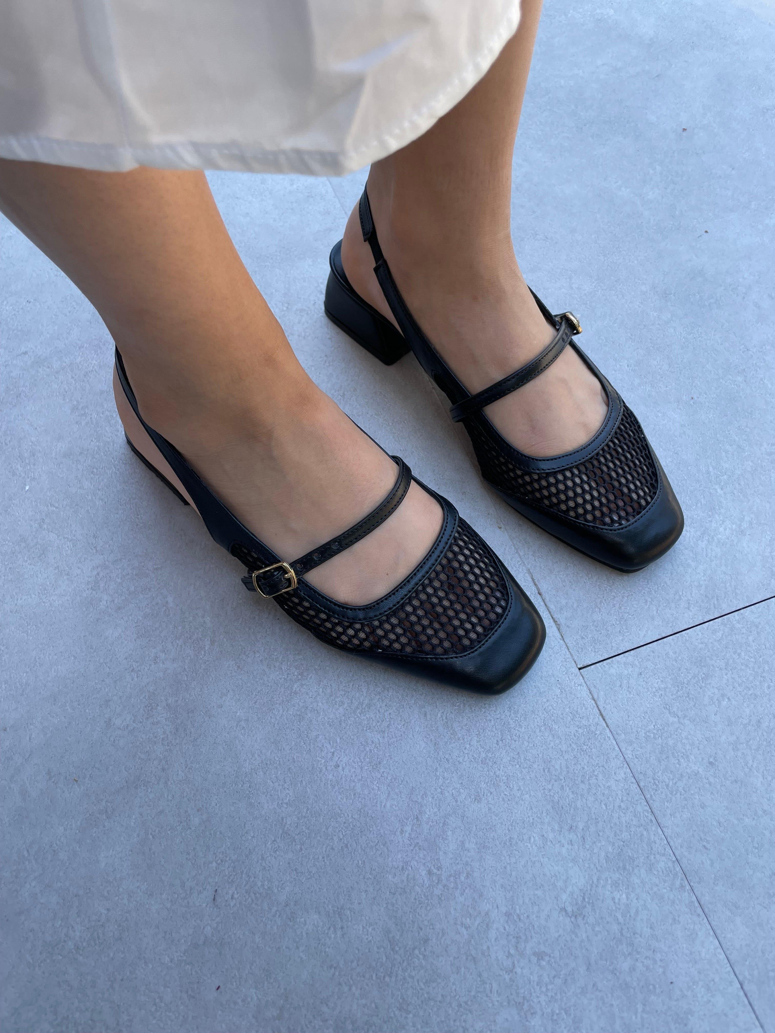 Lisa Siyah File Detaylı Topuklu Ayakkabı